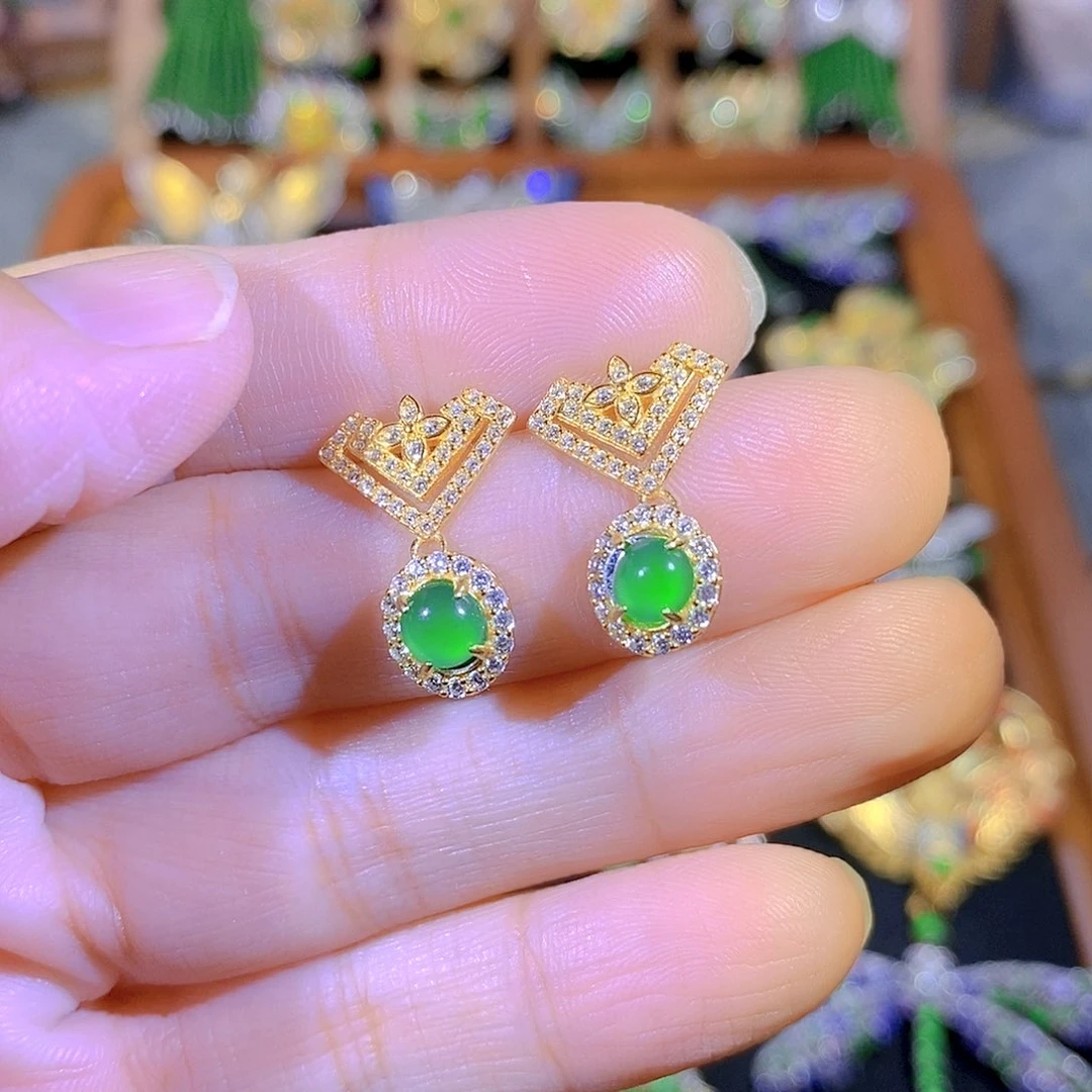 吊坠(不含链)银S925镶嵌翡翠