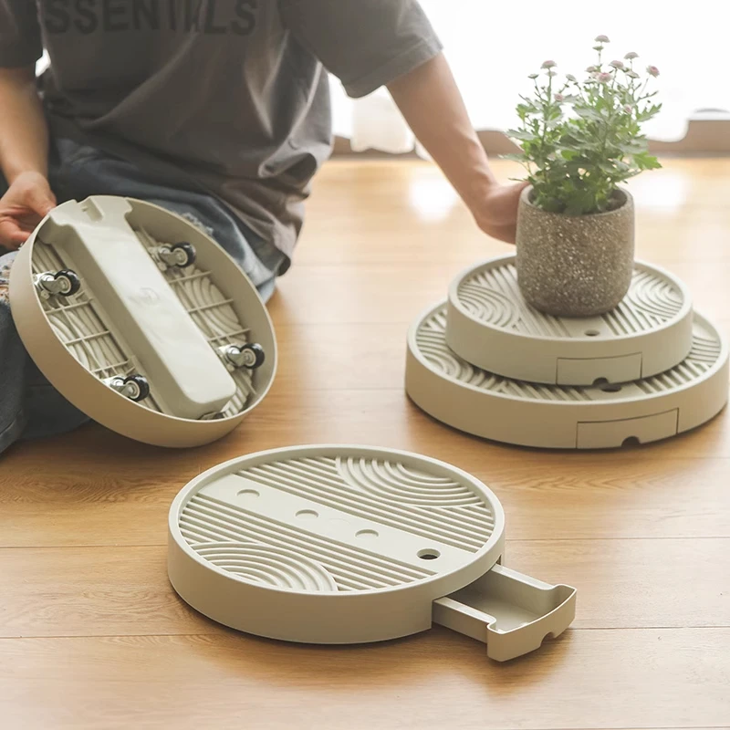 CPAI移动花盆托盘带轮接水带底座透气防烂根托盘圆形接水盘万向轮