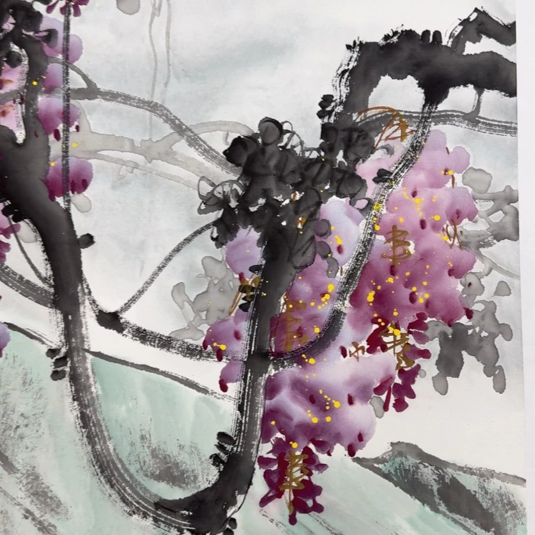 国画国画作品纯手绘山水花鸟横