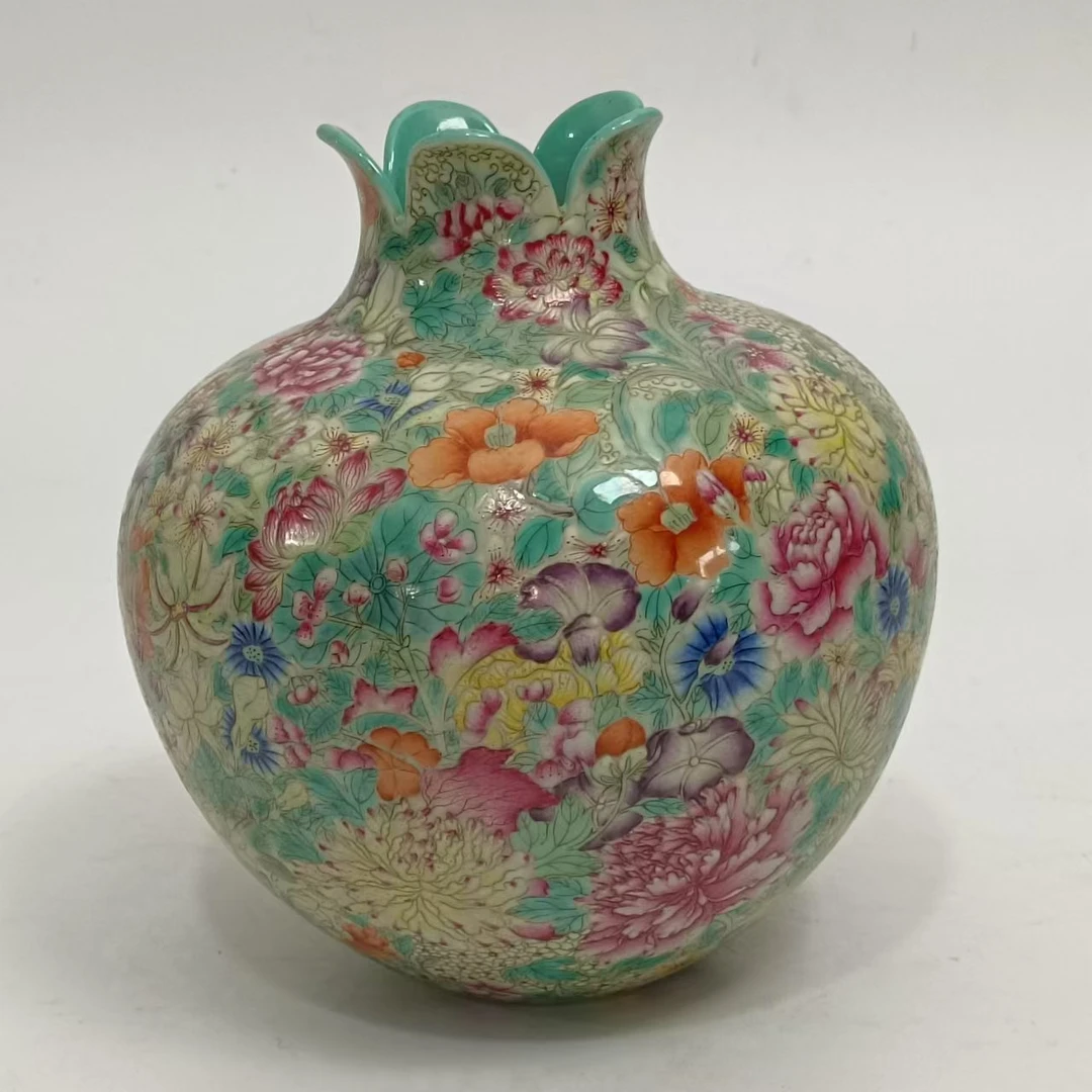 JD2501-093粉彩百花不落地石榴尊