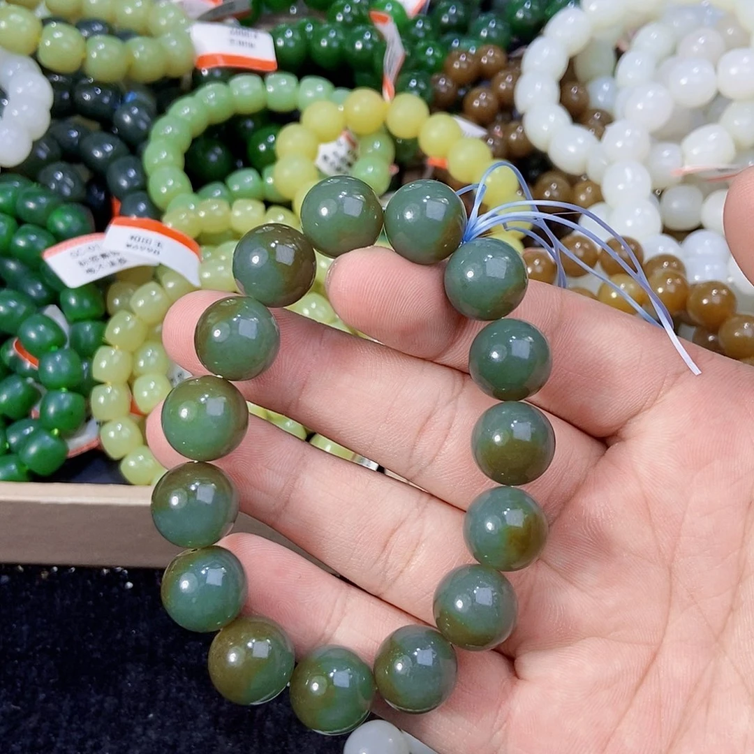 财****未镶嵌手串和田玉纯天然卡14新疆且末料且末蓝多样性发一