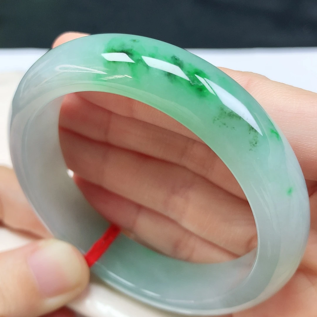 未镶嵌手镯翡翠52圈口冰飘花595