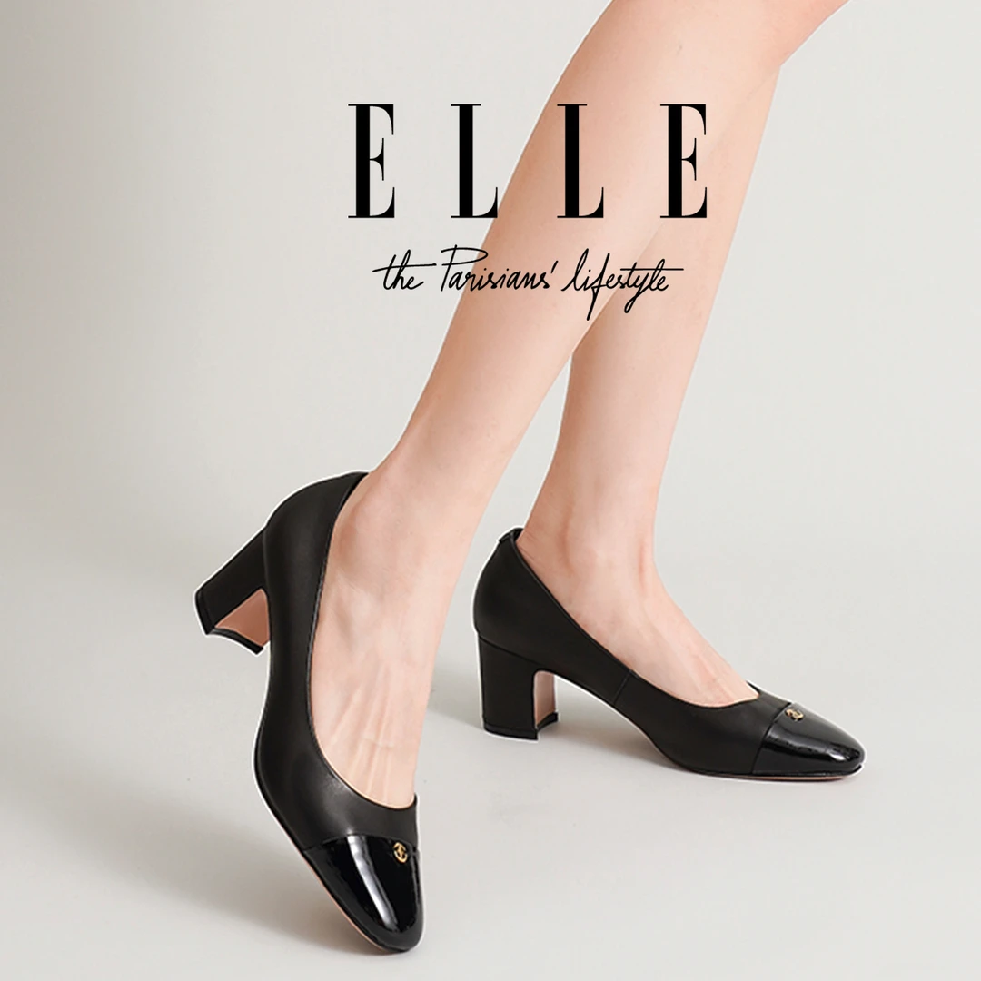 ELLE时尚高跟鞋女2025新款圆头粗跟浅口软底不累脚一脚蹬工作单鞋