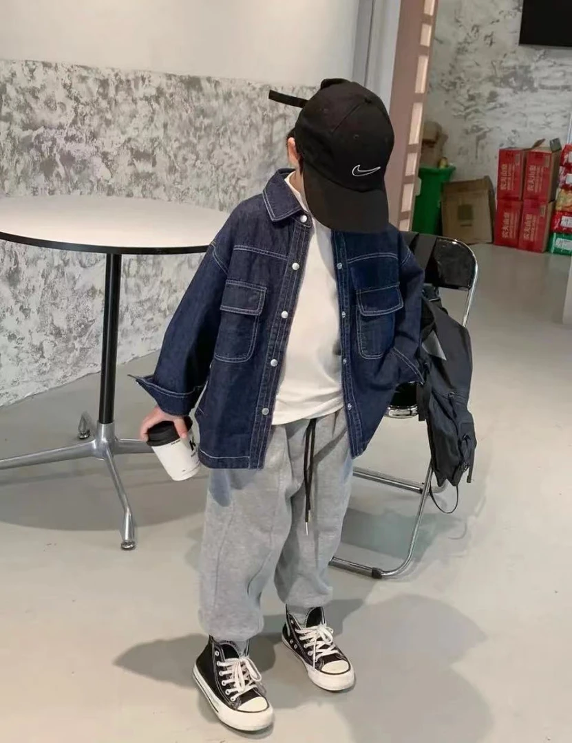 2025新款春秋儿童牛仔衬衣外套长袖韩版儿童外套衬衫帅气