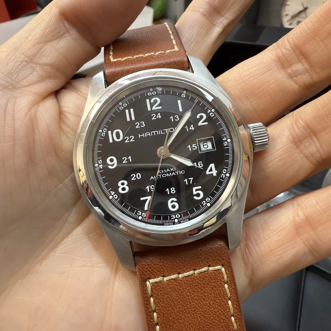 95新 Hamilton/汉米尔顿 卡其野战系列全自动机械男表42表径