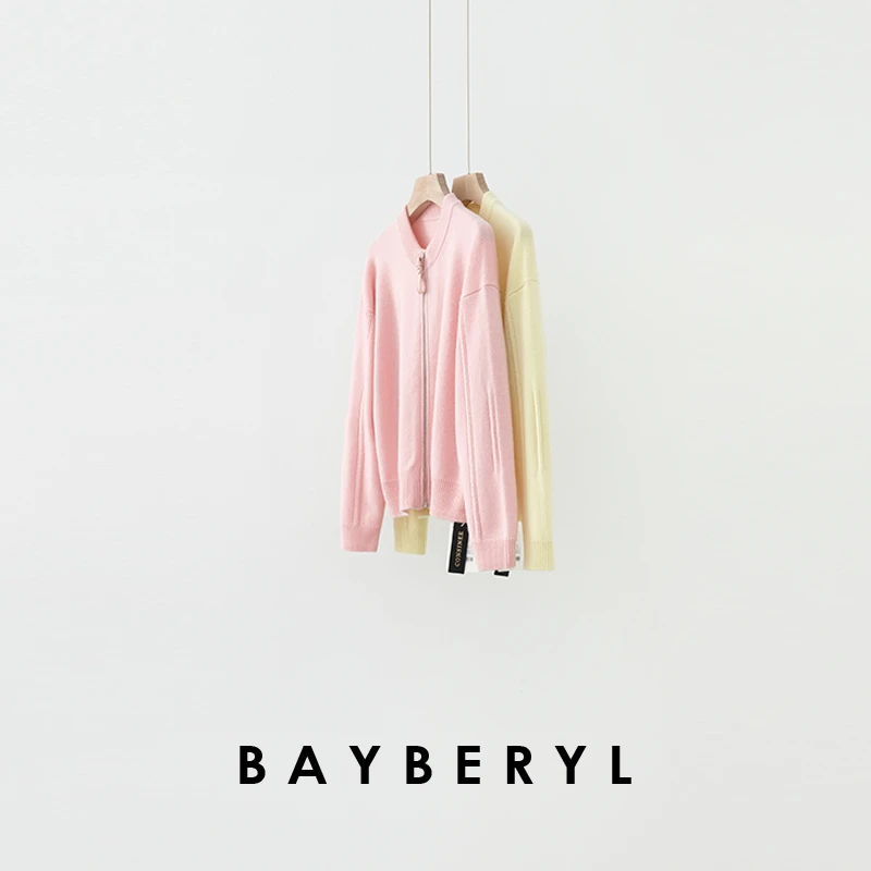 停售-BAYBERYL老贝小爱*H棒球款袖坑条拉链25春针织开衫ZZS4L2601