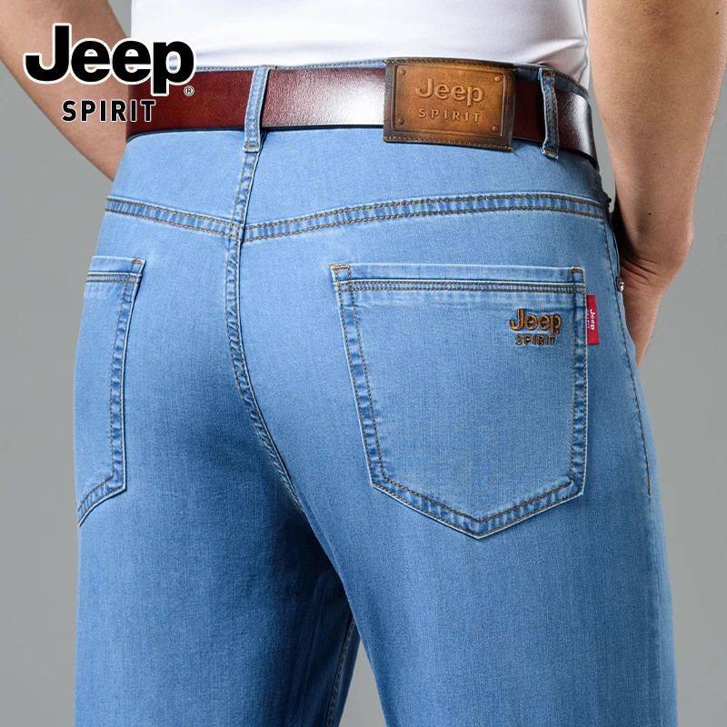 JEEPSPIRIT吉普时尚男款牛仔裤显高直筒男装夏季薄款百搭舒适裤子