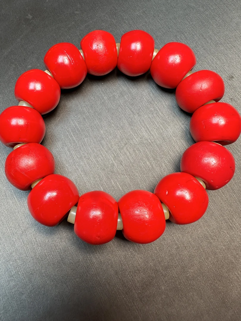 清老雪巴珠手串水亮孔皮壳包浆油性自然光气色泽自然