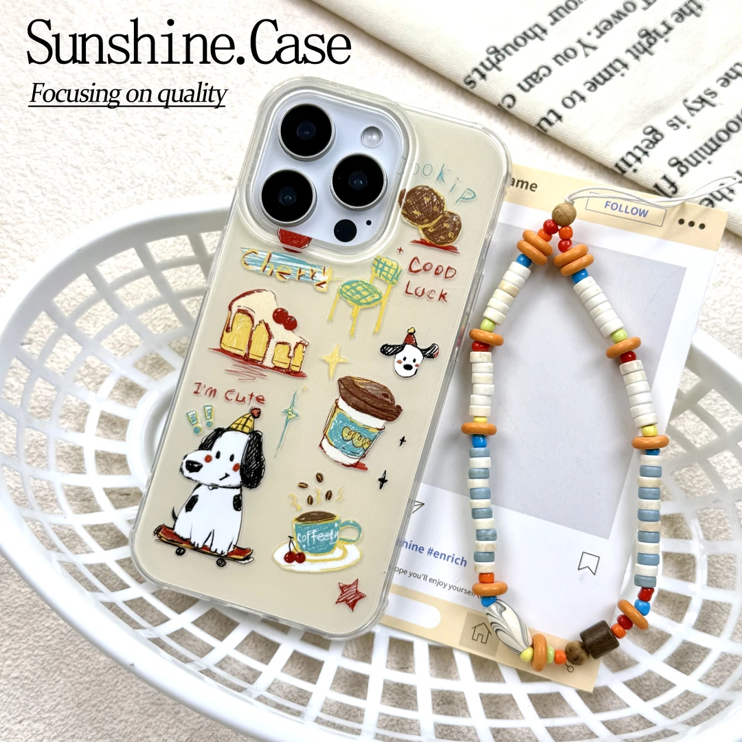 凌乱小狗IMD手机壳适用苹果华为vivo小米oppo女款iphone16/15