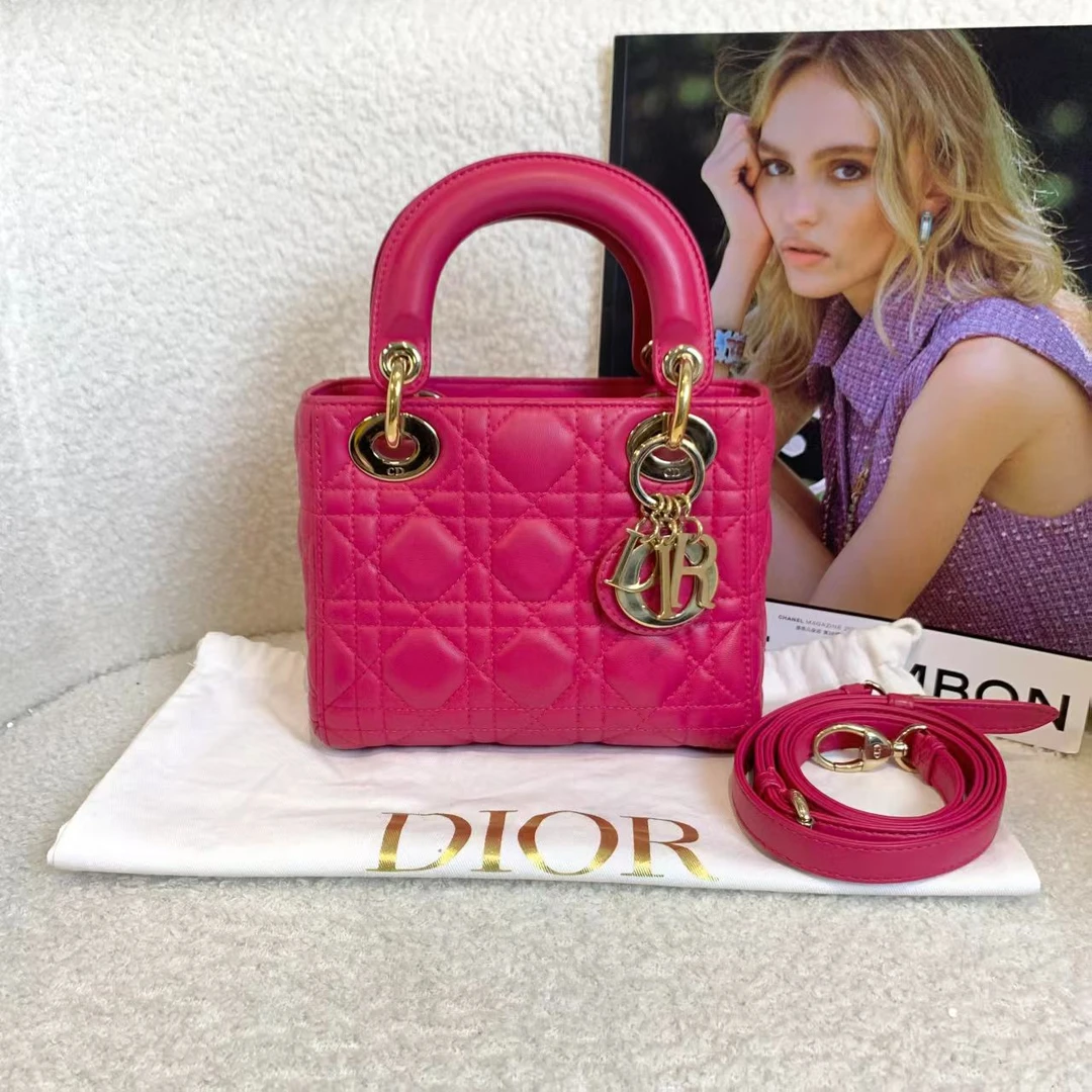 99新 DIOR/迪奥 壹臻/玫粉色金扣三格戴妃  24292740