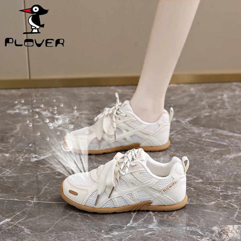 PLOVER小众复古运动德训鞋女2025夏新款紫色网面透气平底小白鞋