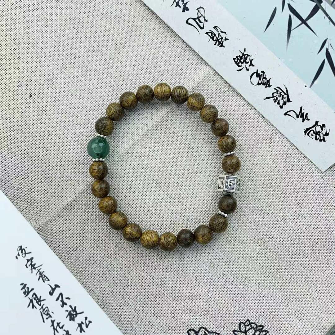 增香沉香木8MM沉木百搭水草晶文玩手串 MTX-0274