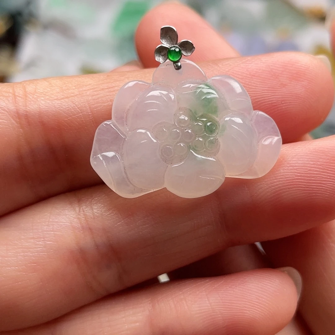 翡翠18K金镶嵌吊坠(不含链)翡翠