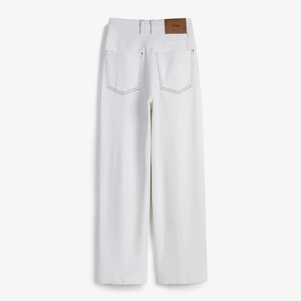 通勤人 | 2025秋季新款珍珠白小直筒牛仔裤超显瘦百搭窄版拖地裤