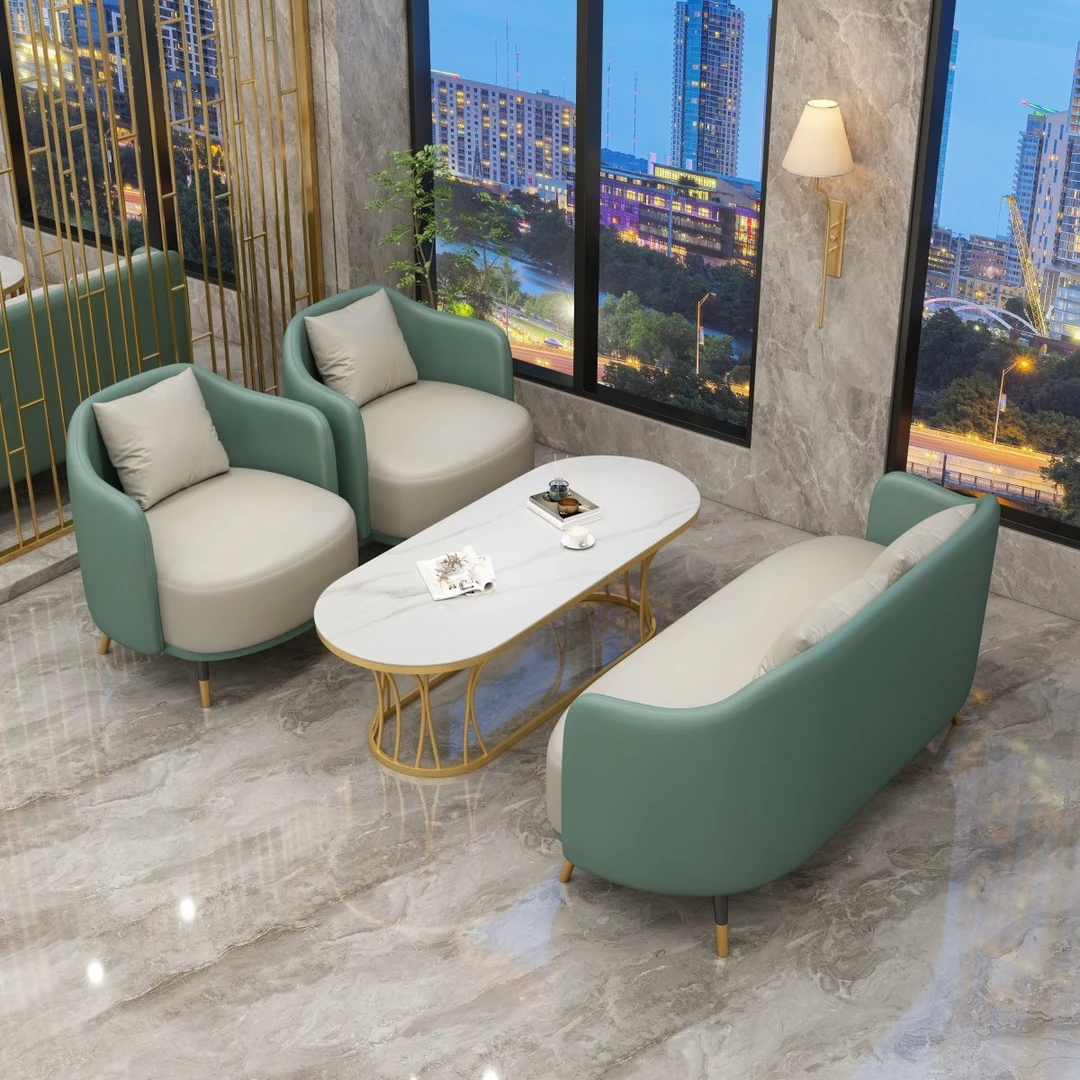 接待会客沙发组合酒店咖啡厅休息区阳台轻奢美容院洽谈桌椅组合