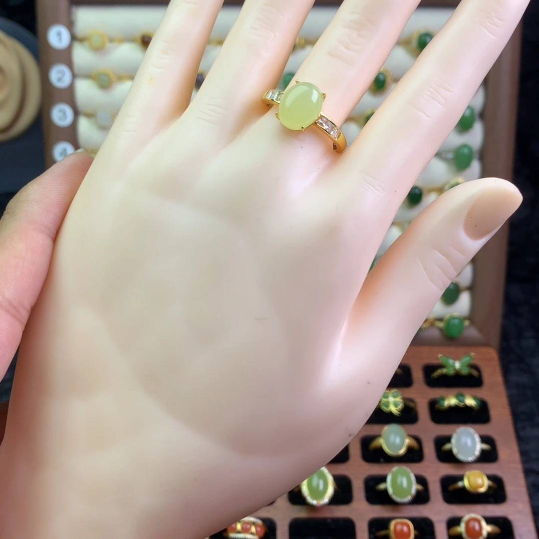 和田玉银S925镶嵌戒指