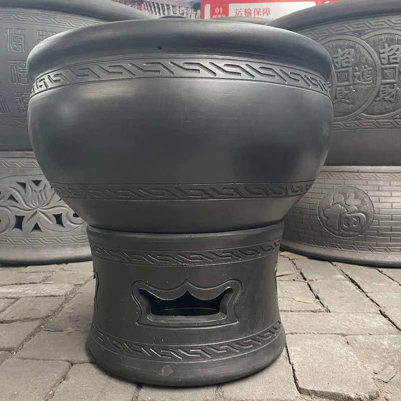 家用小型落地陶盆古法养鱼鱼缸口径4050小号家用室内阳台金鱼缸