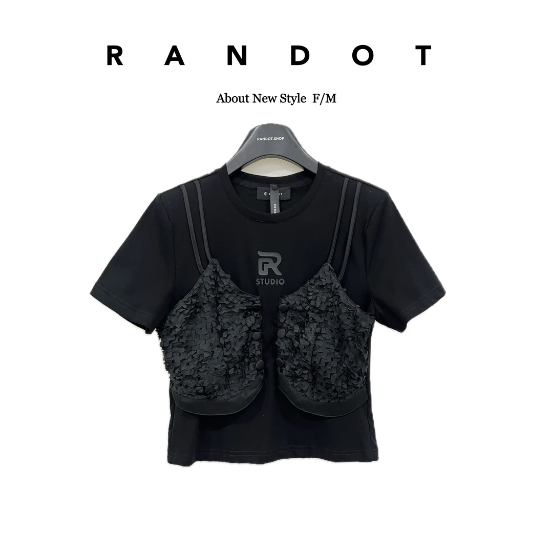 RΛNDOT「碎片吊带」原创设计师款假两件拼接短袖T恤B958