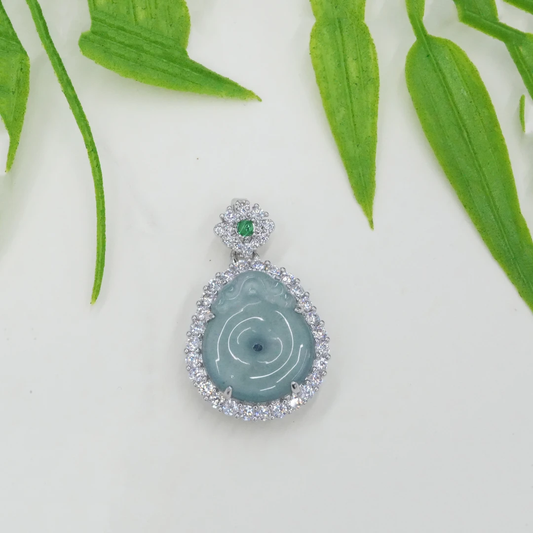 天然A货翡翠龙型平安扣坠翡翠吊坠项坠透女士挂坠多样性翡翠挂件