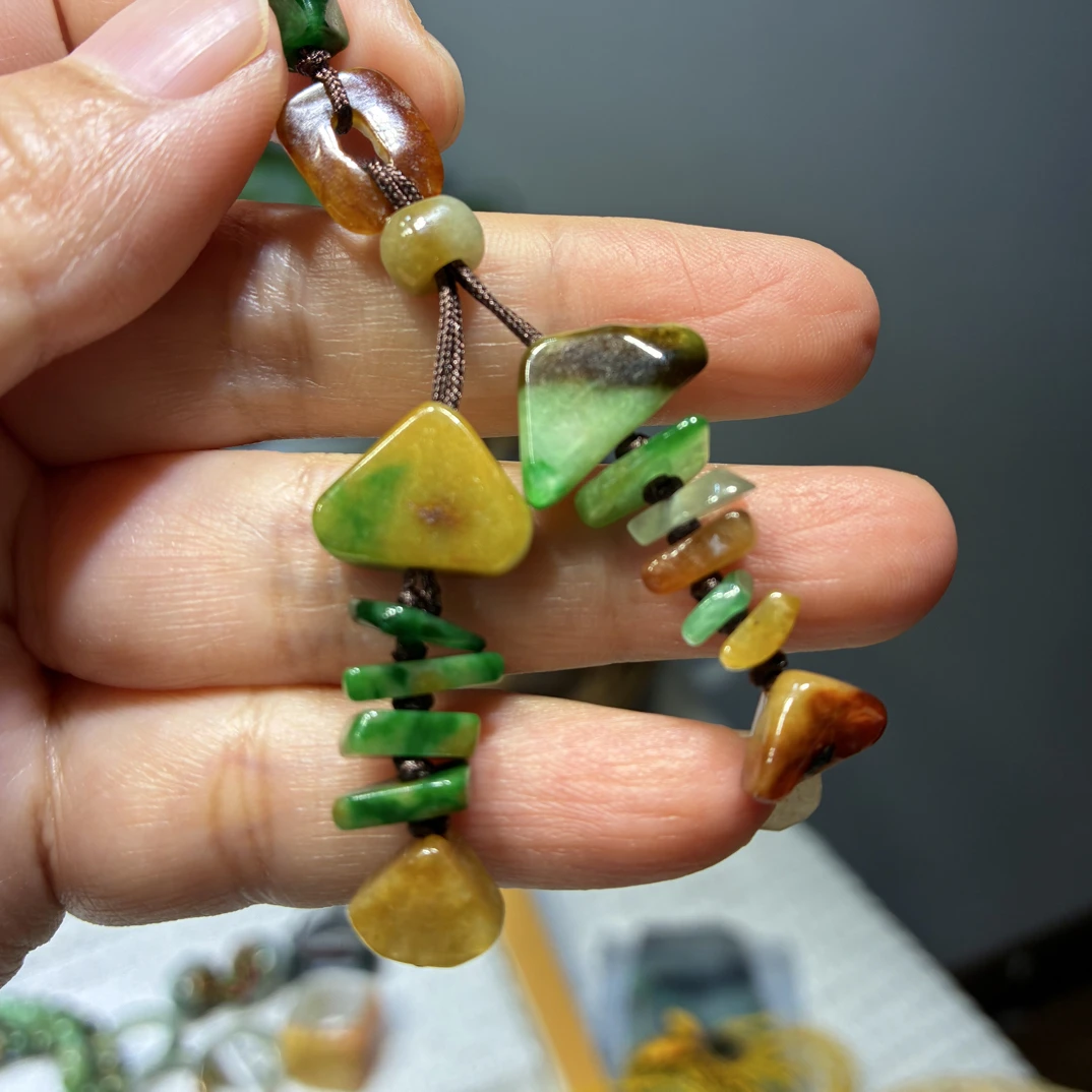 天然翡翠A货DIY鱼原创设计手机挂包挂压襟