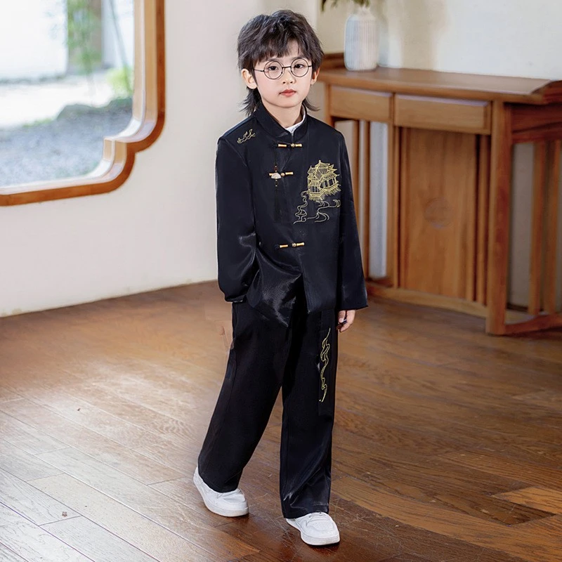 男童新中式唐装2025秋季新款中国风礼服刺绣儿童中山领演出服套装