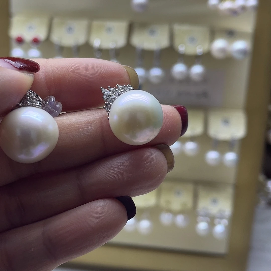 淡水珍珠耳饰银S925镶嵌