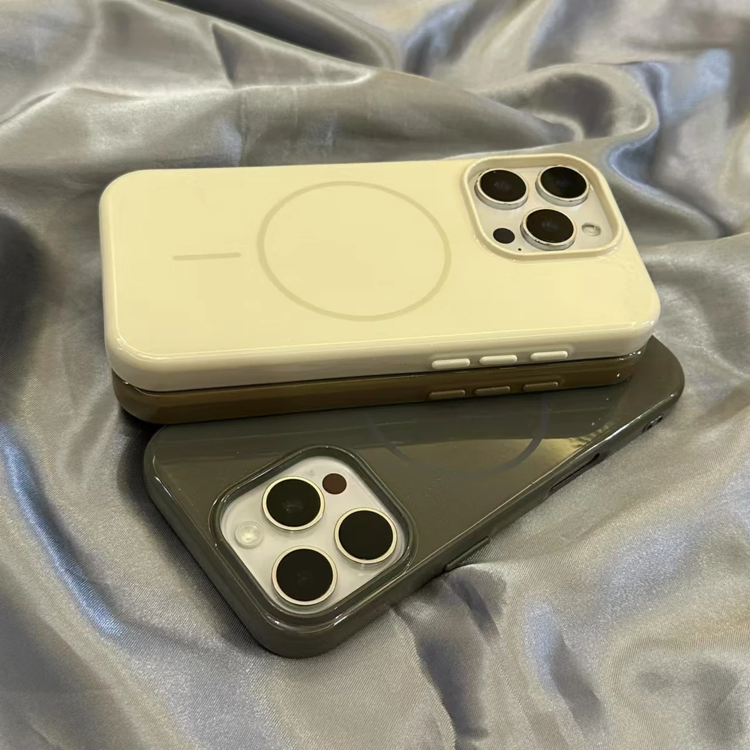 珠光细圈磁吸适用苹果16Promax手机壳iPhone15Pro纯色14简约13/12