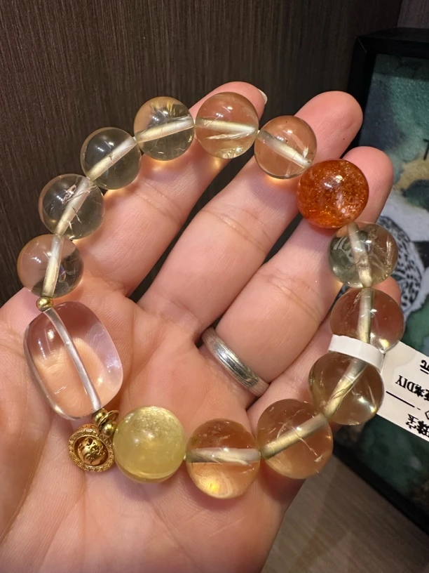 黄金列姆金太阳双A白水晶DIY