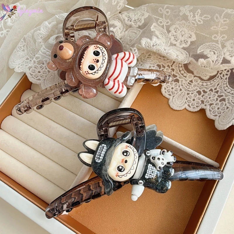 14cm可爱拉布布大号抓夹后脑勺盘发饰半扎发夹子甜美少女鲨鱼夹子