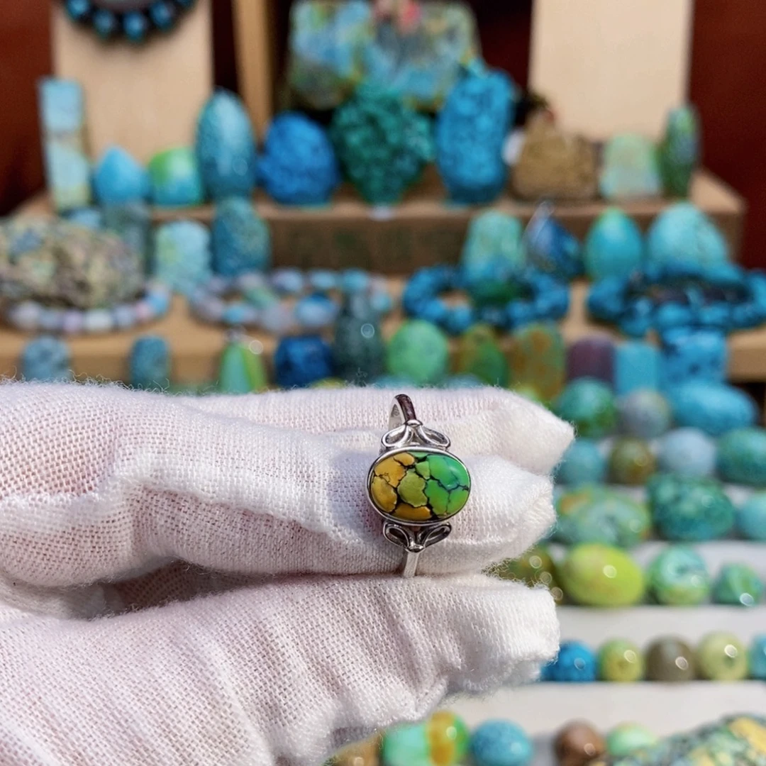 定制绿松石唐三彩戒指