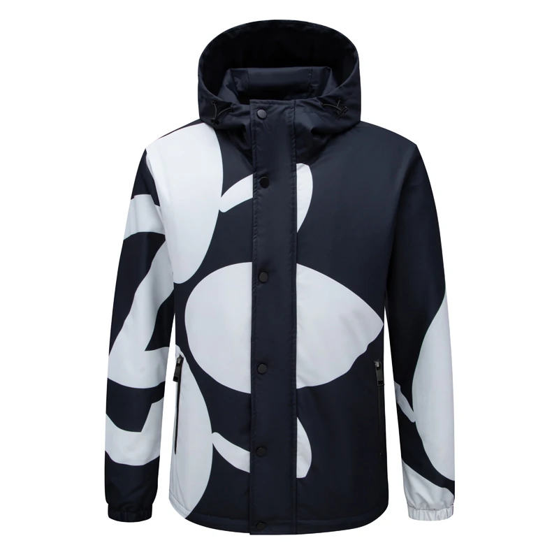 H1167卡尔秋冬男式棉夹克 连帽舒适休闲外套 黑色 时尚都市