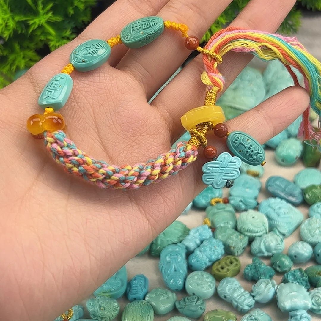 绿松石未镶嵌吊坠(不含链)吉祥寓意手串