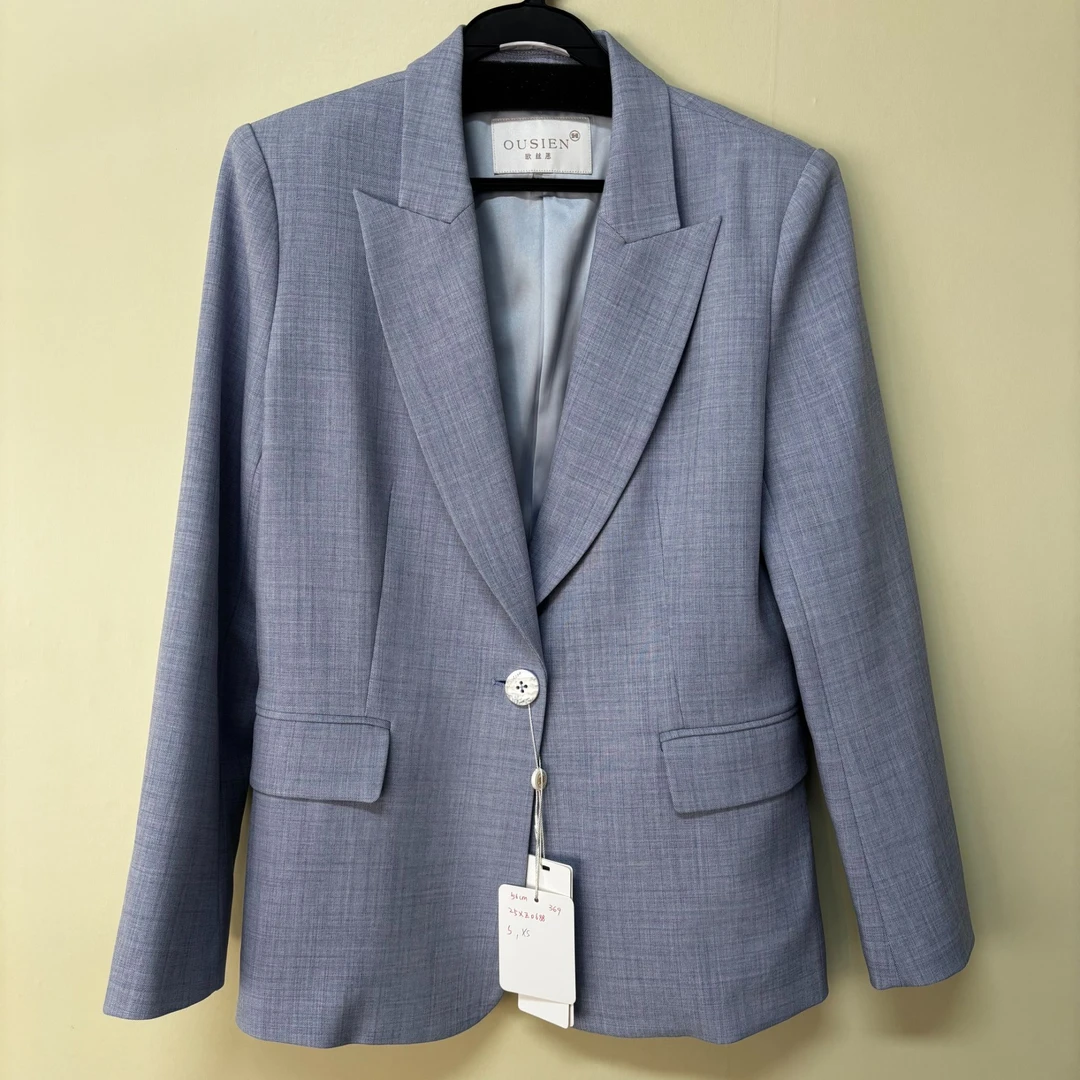 25s【歌】早春新款格子蓝色西装外套（25XZ0688）【535】