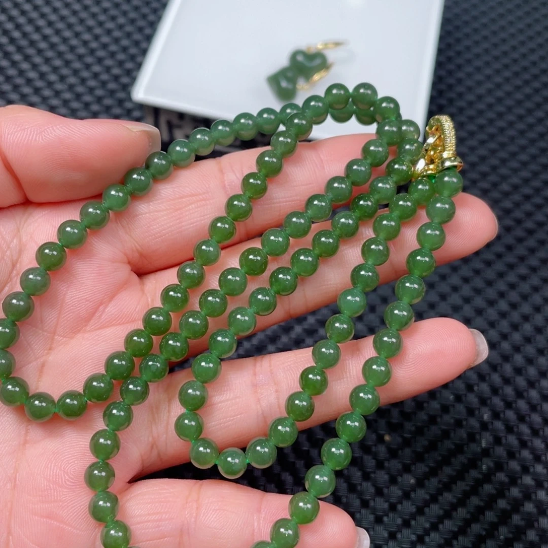 和田玉未镶嵌颈饰碧玉108珠链7