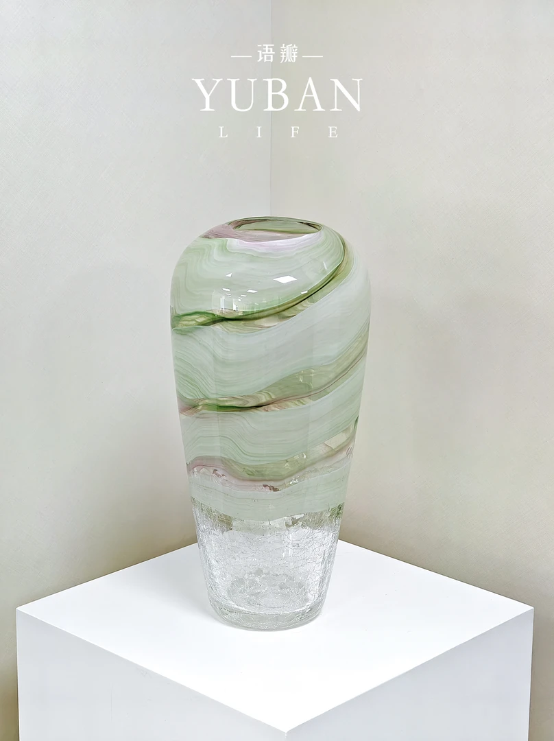 青岚流韵花瓶琉璃中式高级感花瓶 小众摆件装饰乔迁送闺蜜礼物