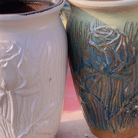 紫砂花盆口15高度25一对