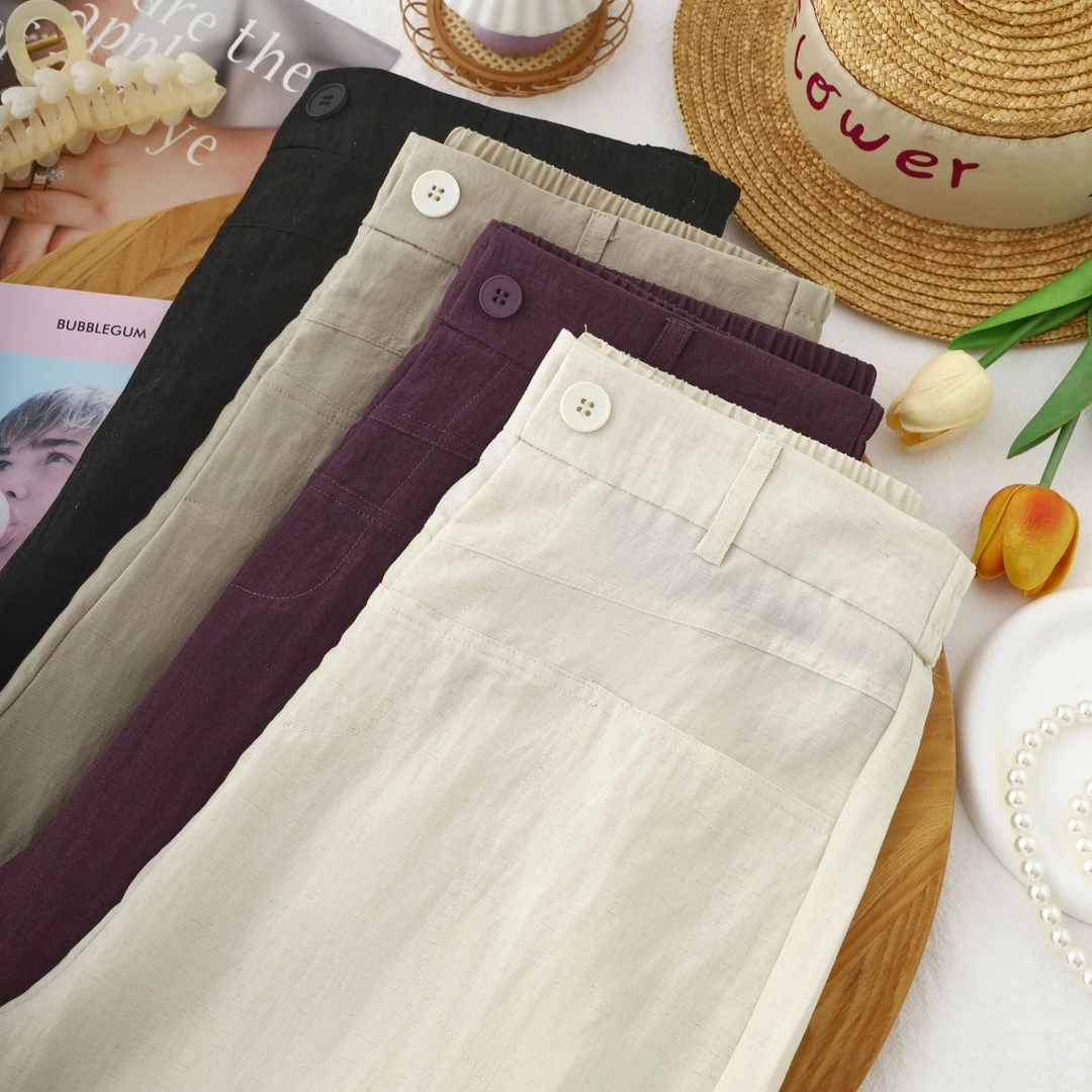 天然肌理！高端线莱赛尔天丝亲肤麻料春夏休闲松弛感直筒裤58028