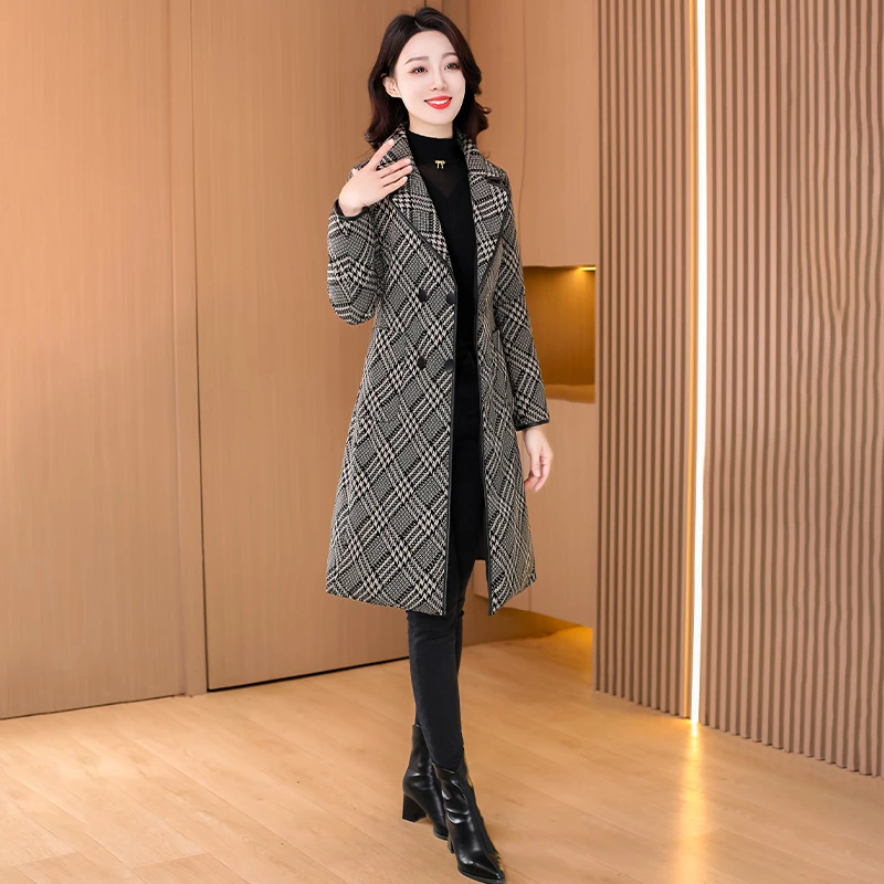 双面穿九江羽绒服女款2025新款爆秋冬小香风品牌中长格子轻薄大衣