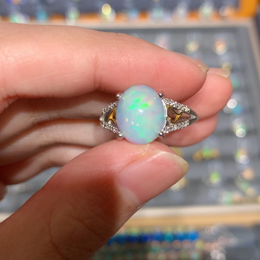 银S925镶嵌欧泊欧泊戒指y