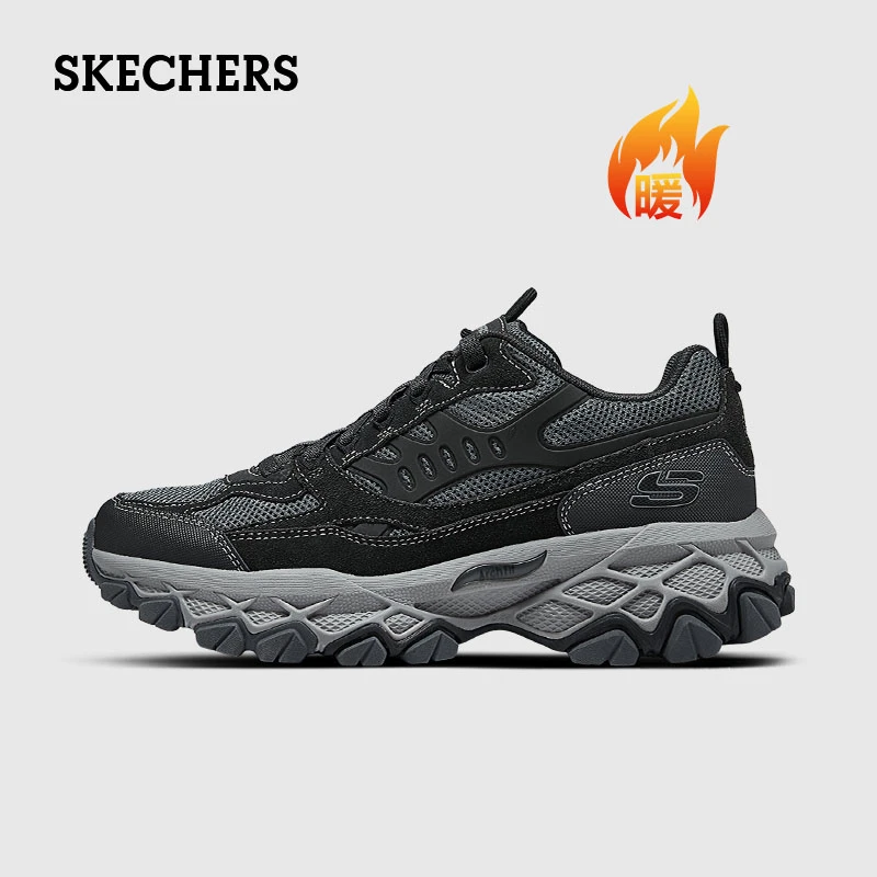 斯凯奇冬季新款男鞋增高减震户外休闲运动鞋男防滑耐磨徒步登山鞋