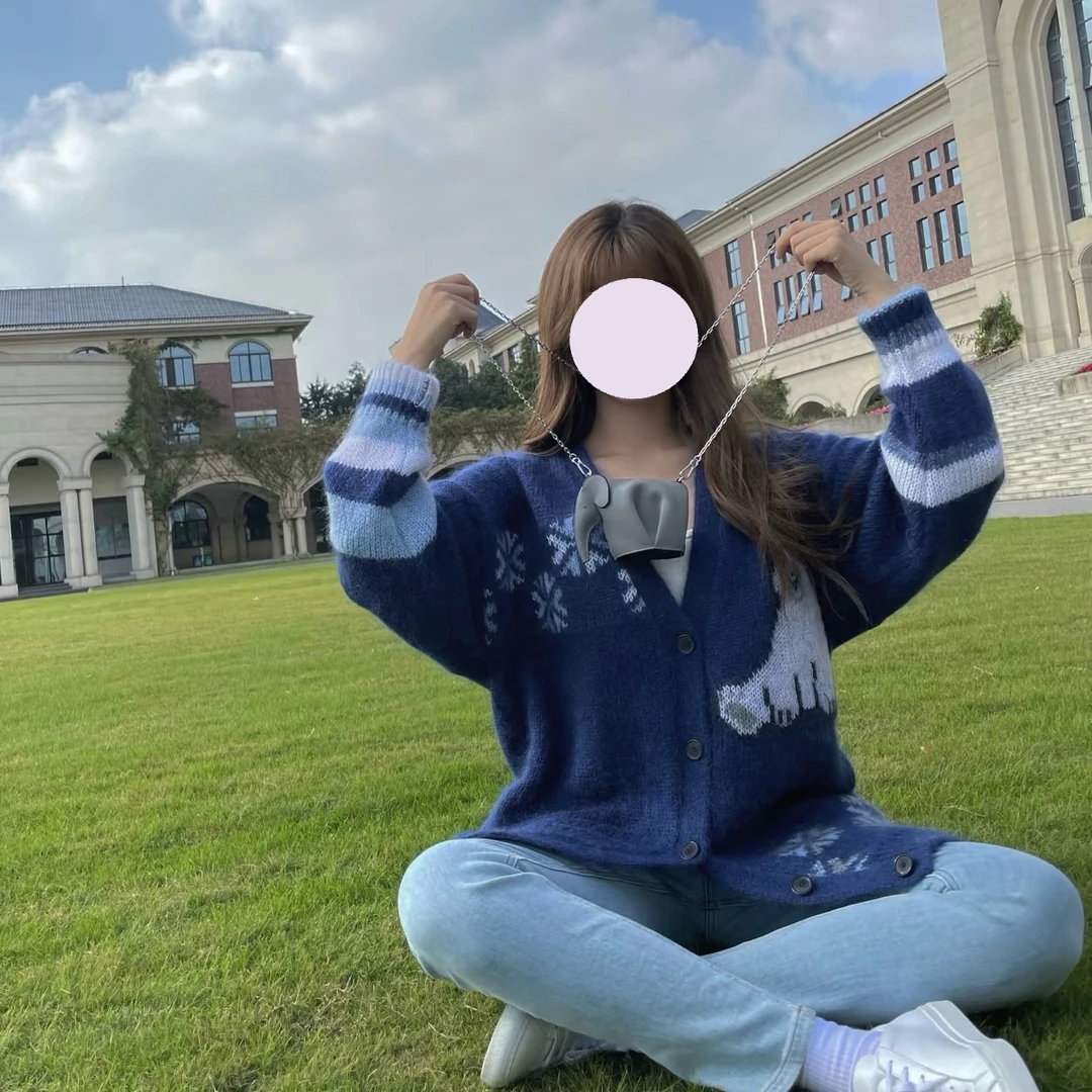 【明星同款系列】256009-100山羊绒软糯元气减龄羊绒拉绒开衫