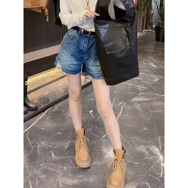 2025夏季新款小个子高腰直筒显瘦直筒牛仔裤洋气百搭直筒三分短裤