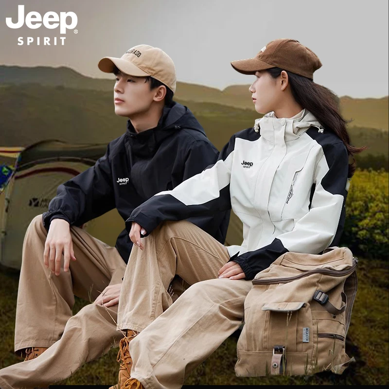JEEP SPIRIT吉普三合一冲锋衣女两件套情侣旅游登山外套