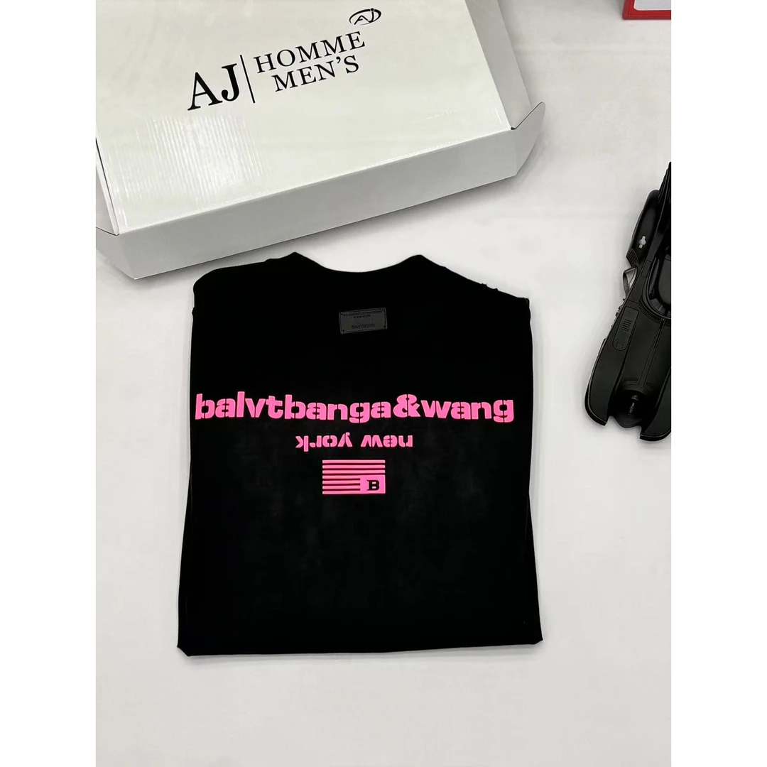 【嗨4】066-7022#新款大W百搭男女同款潮流时尚字母短袖