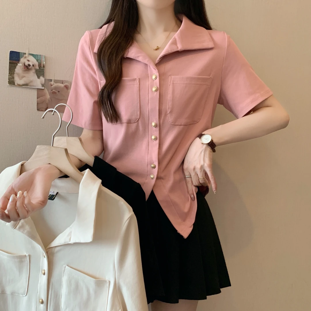 大码美美哒2025夏季显瘦高级感衬衣小个子时尚设计感百搭上衣