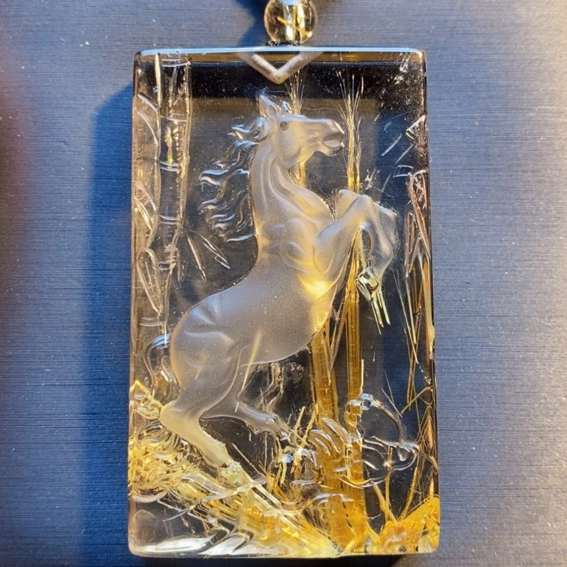 【闪购商品】水晶颈饰未镶嵌天然钛晶马牌吊坠