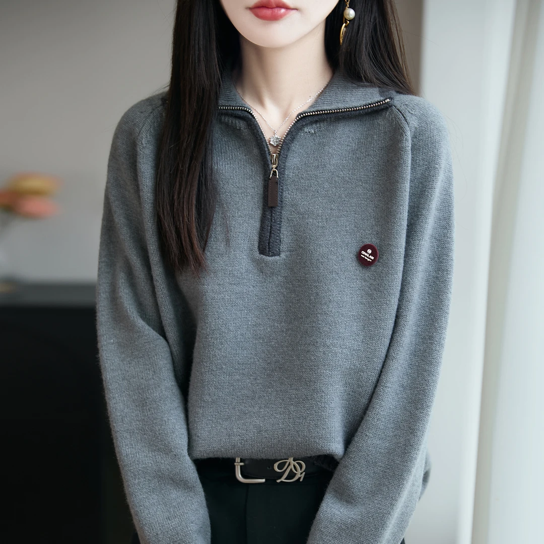 胖mm春秋特大码女士翻领毛衣遮肚子显瘦上衣内搭可外穿针织打底衫