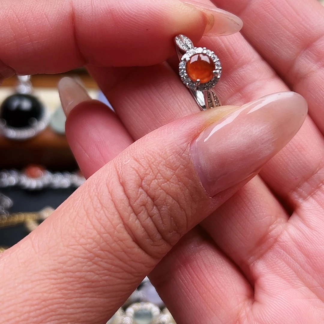 翡翠银S925镶嵌戒指缅甸天然A货翡翠戒指