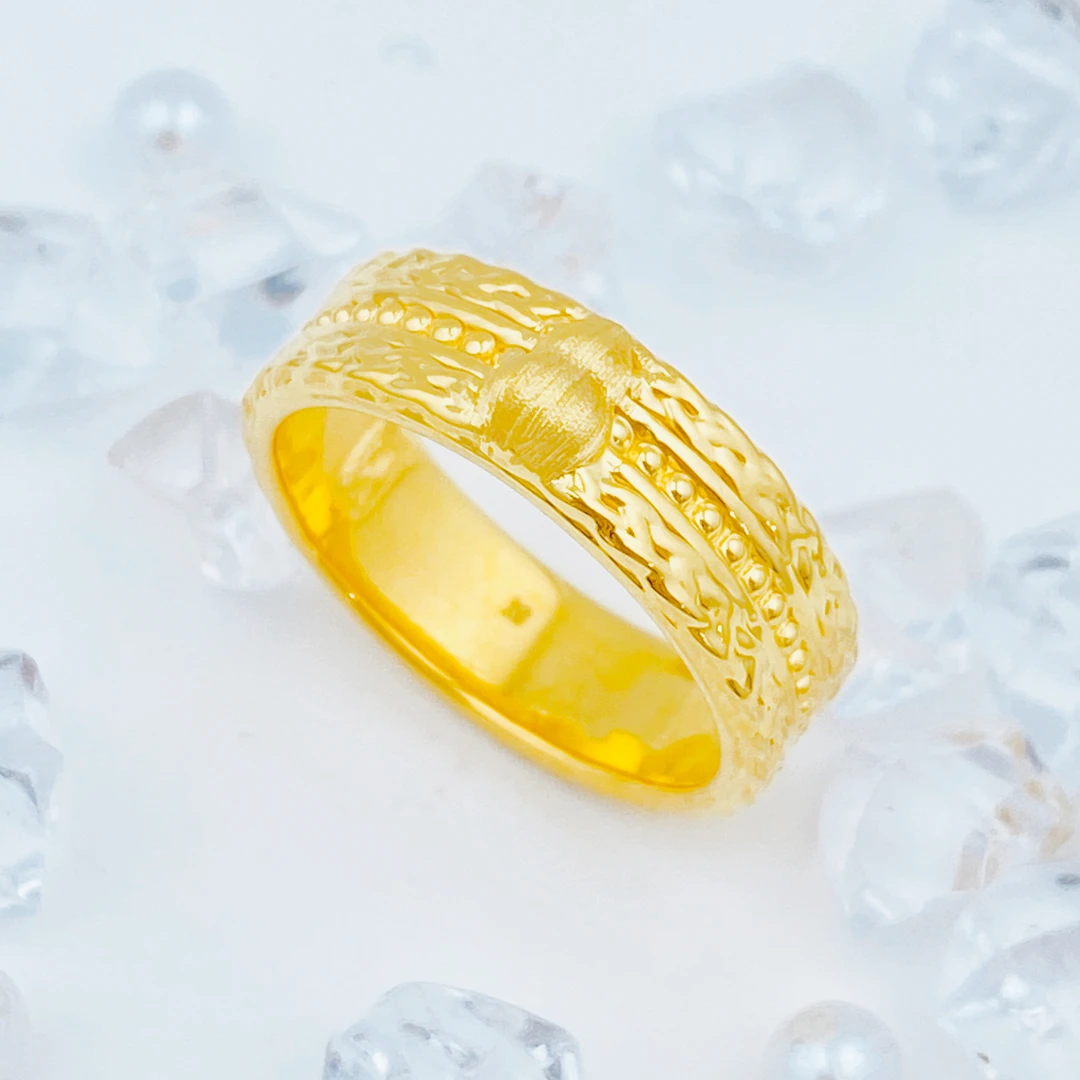 【国潮】足金999 编织纹宽面葫芦戒指 2.17 15圈口