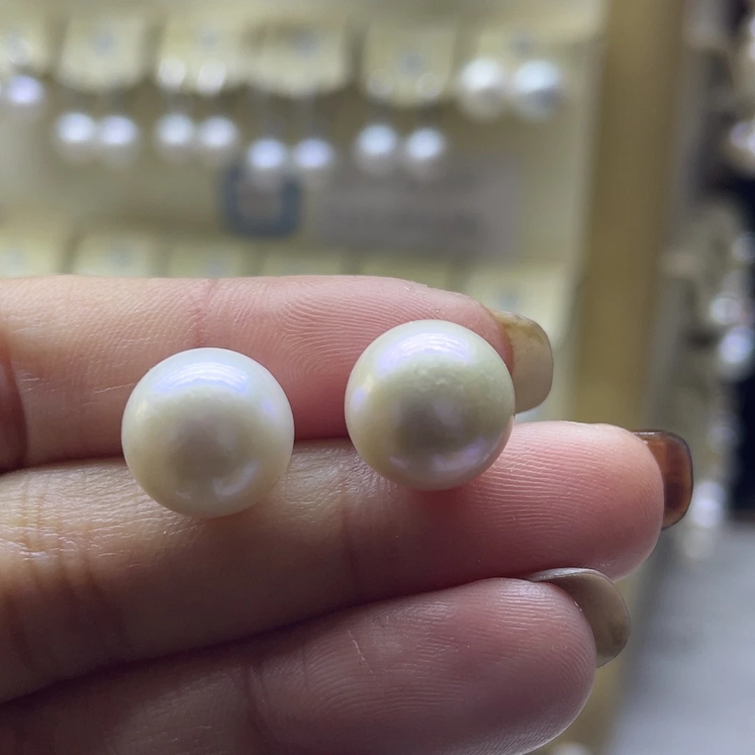 耳饰银S925镶嵌淡水珍珠